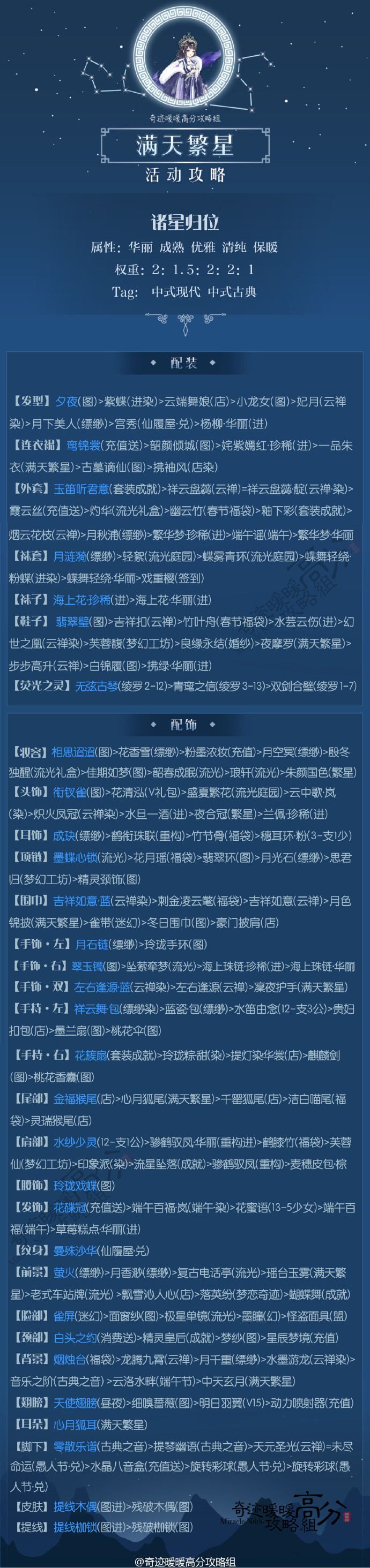 微信奇迹暖暖满天繁星诸星归为攻略