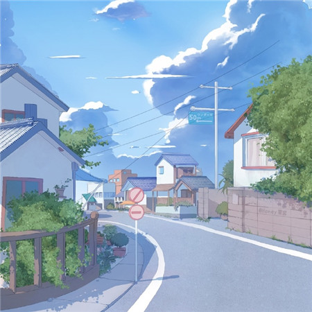 宫崎骏蓝色漫画下的蓝蓝夏日唯美梦幻微信聊天背景图