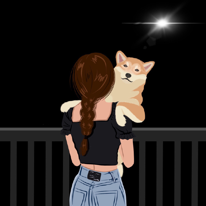 超美插画一对情侣微信头像