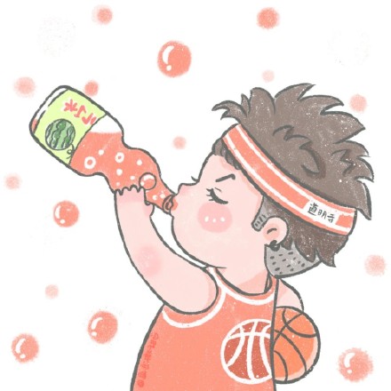 卡通爱喝汽水的小孩微信头像