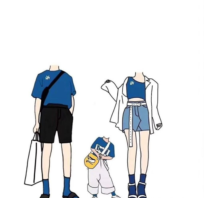 一家三口好玩的抠图微信素材图片