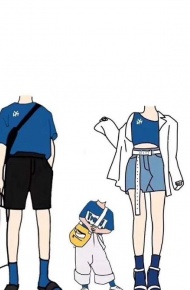 一家三口好玩的抠图微信素材图片