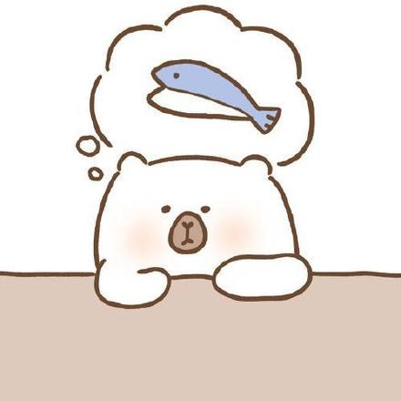 手绘卡通北极熊抓鱼可爱微信头像