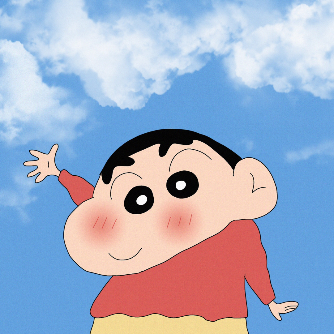 蓝天白云背景图蜡笔小新可爱微信头像